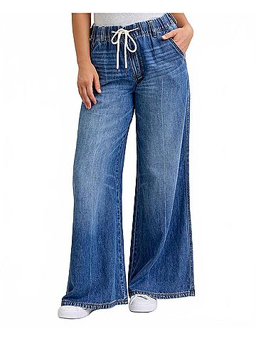 Judy Blue Palazzo Featherweight Jeans in Blue (view 2)