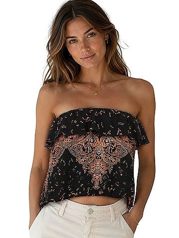 Free People Paisley Print Strapless Shirt Tube Top (view 1)