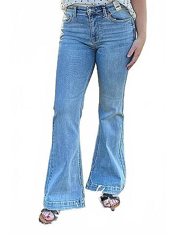 Judy Blue Fun And Flirty Flare Jeans in Medium Blue (view 2)