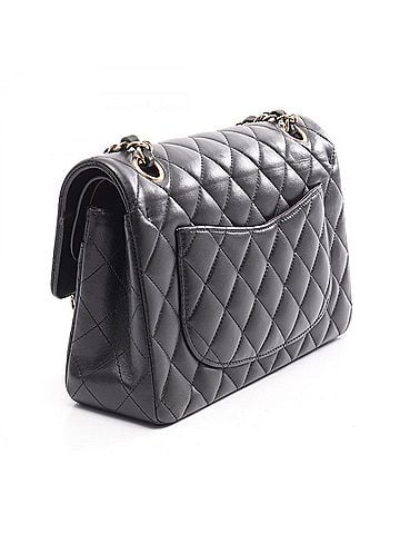Chanel Chanel Matelassé Double Flap Shoulder Bag/Handbag, Lambskin Leather, Women's, Black (view 2)