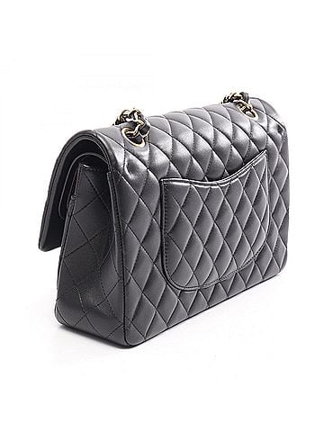 Chanel Chanel Matelassé Double Flap Shoulder Bag/Handbag, Lambskin Leather, Women's, Black (view 2)