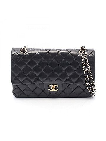 Chanel Chanel Matelassé Double Flap Shoulder Bag/Handbag, Lambskin Leather, Women's, Black (view 1)
