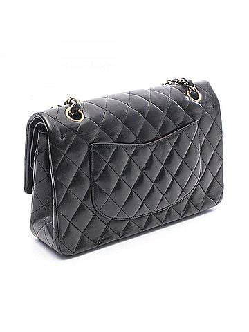 Chanel Chanel Matelassé Double Flap Shoulder Bag/Handbag, Lambskin Leather, Women's, Black (view 2)