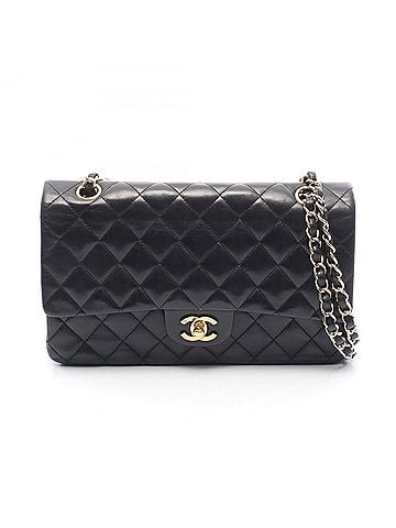 Chanel Chanel Matelassé Double Flap Shoulder Bag/Handbag, Lambskin Leather, Women's, Black (view 1)