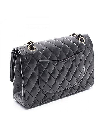 Chanel Chanel Matelassé Double Flap Shoulder Bag/Handbag, Lambskin Leather, Women's, Black (view 2)