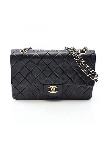 Chanel Chanel Matelassé Double Flap Shoulder Bag/Handbag, Lambskin Leather, Women's, Black (view 1)