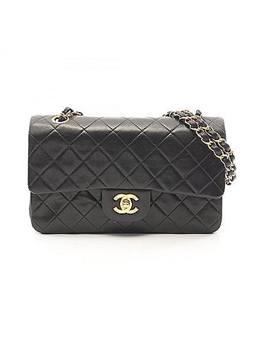 Chanel Chanel Matelassé Double Flap Shoulder Bag/Handbag, Lambskin Leather, Women's, Black (view 1)