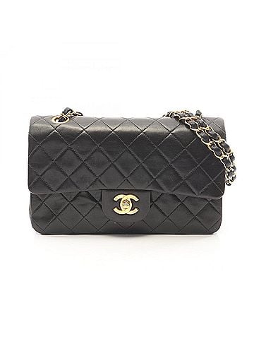 Chanel Chanel Matelassé Double Flap Shoulder Bag/Handbag, Lambskin Leather, Women's, Black (view 1)