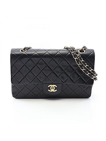 Chanel Chanel Matelassé Double Flap Shoulder Bag/Handbag, Lambskin Leather, Women's, Black (view 1)