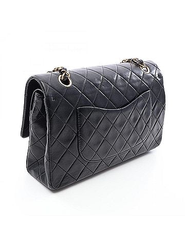 Chanel Chanel Matelassé Double Flap Shoulder Bag/Handbag, Lambskin Leather, Women's, Black (view 2)