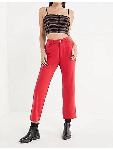 DL1961 Jerry High Rise Vintage Straight Fit Jeans in Outlaw Red (view 2)