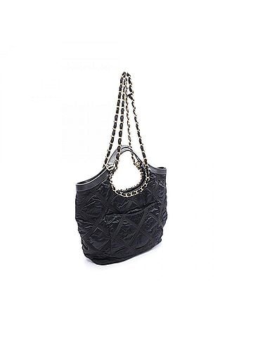 Chanel Chanel Matelassé 2-Way Tote Bag/Handbag, Fabric and Leather, Women's, Black (AS3152) (view 2)