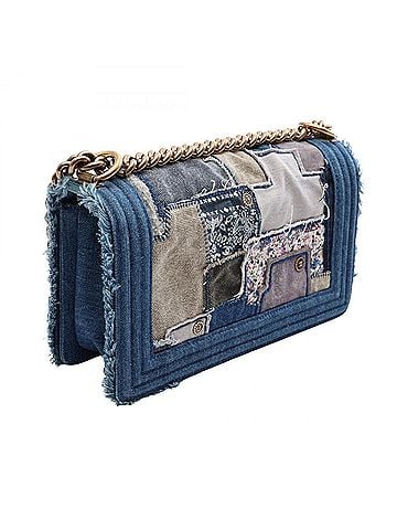 Chanel Chanel Boy Patchwork Shoulder Bag Handbag Denim Women's Blue A67086 (view 2)