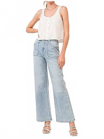 Dear John Fiona Super High Rise Wide Leg Jeans in New Vintage Wash (view 2)