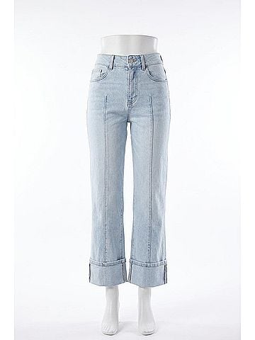 Dear John Holly Super High Rise Cuffed Straight Jeans in Positano Wash (view 1)