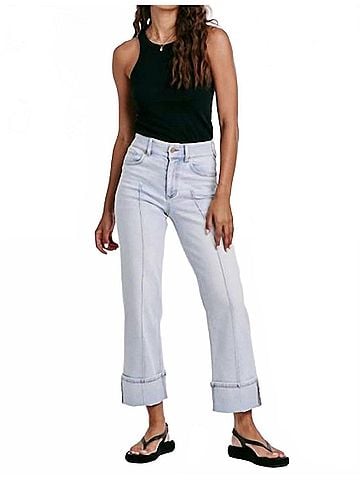 Dear John Holly Super High Rise Cuffed Straight Jeans in Positano Wash (view 2)