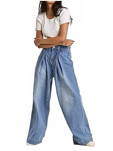 Dear John Lanee Super High Rise Wide Leg Jeans in Mujo Wash (view 2)