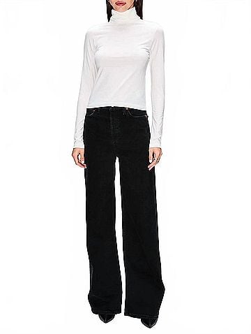 RE/DONE 70s Ultra High Rise Wide Leg Jeans in Black Stone Wash (view 2)