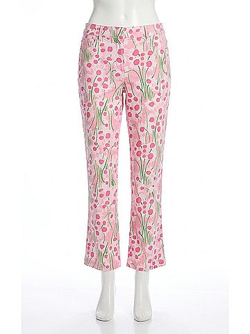 Lilly Pulitzer Annet High Rise Crop Flare Jeans in Conch Shell Pink Sunny Daisies (view 1)