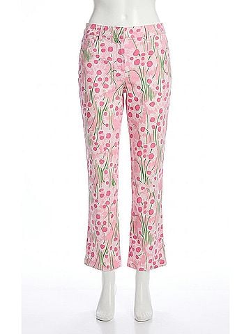 Lilly Pulitzer Annet High Rise Crop Flare Jeans in Conch Shell Pink Sunny Daisies (view 1)