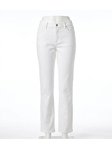 Karen Kane Raw Hem Straight Jeans - Plus in Off White (view 1)