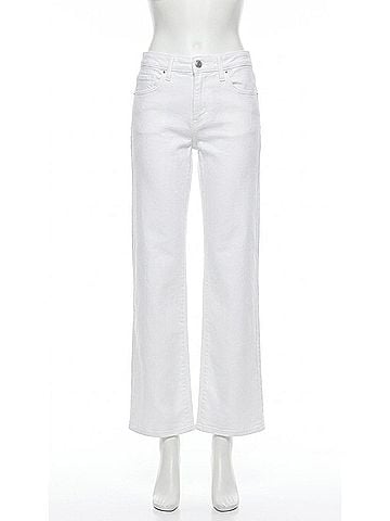 Just Black Mid-Rise Stretchy Straight Jeans in Optic White (view 1)