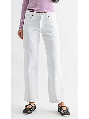 Just Black Mid-Rise Stretchy Straight Jeans in Optic White (view 2)