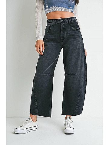 Just Black Billie Barrel Leg Jeans in Washed Black (view 2)