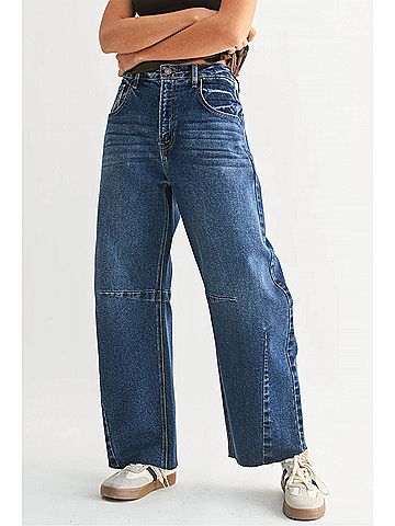 Just Black Billie Barrel Leg Jeans in Dark Denim (view 2)