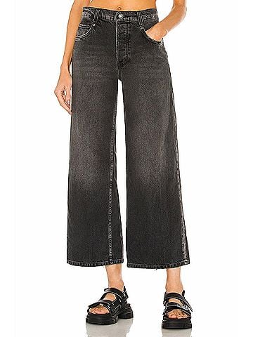 Free People Chalet Wide Leg Jeans in Dark Shadows (view 2)