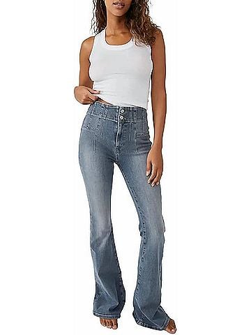 Free People Jayde Flare Jeans in Steel Blue (view 2)