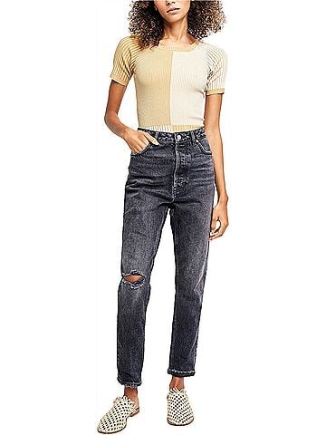 Free People Zuri Mom Jeans in Dusty Roads (view 2)