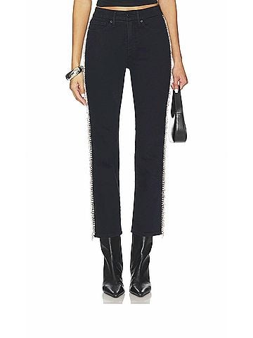 Good American Good Legs Straight Diamond Jeans in Black (view 2)