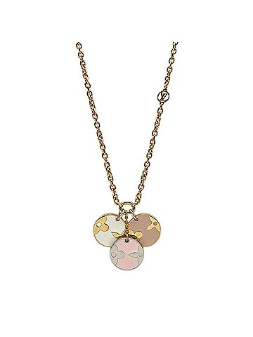Louis Vuitton LOUIS VUITTON Louis Vuitton Collier Miss LV Monogram Flower Logo Necklace Pendant M63156 Metal Gold Women's (view 1)