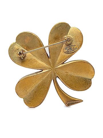 Chanel CC Gold Plated Clover Brooch (view 2)