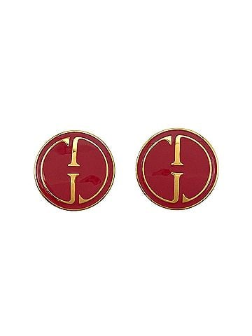Gucci GUCCI Round Logo Earrings, Old Metal Enamel Gold, Women's (view 1)