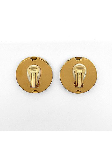 Gucci GUCCI Round Logo Earrings, Old Metal Enamel Gold, Women's (view 2)