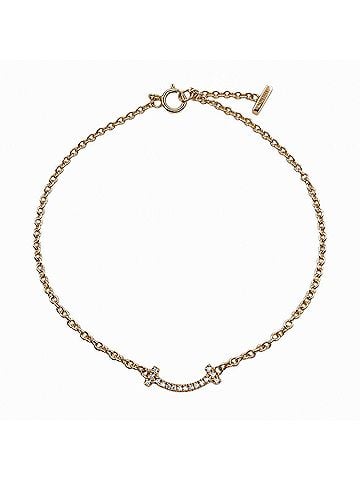 Tiffany & Co. TIFFANY&amp;Co. Tiffany T Smile Mini Diamond Bracelet Bangle K18PG Gold Women's (view 1)