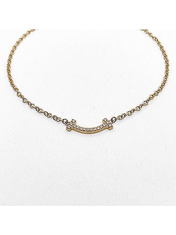 Tiffany & Co. TIFFANY&amp;Co. Tiffany T Smile Mini Diamond Bracelet Bangle K18PG Gold Women's (view 2)