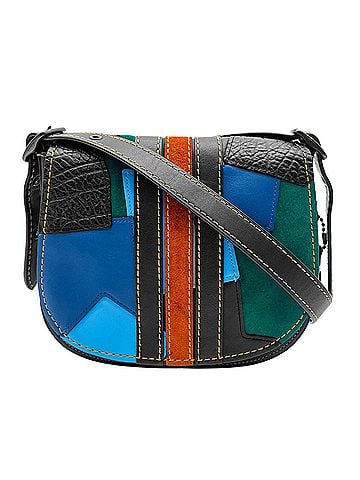 Coach COACH Saddlebag Varsity Patchwork Shoulder Bag 20115 Glovetanned Leather Black Men's and Women's (view 1)