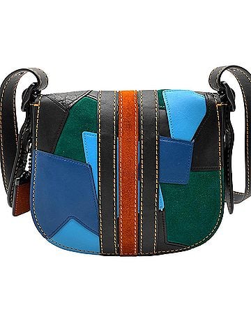 Coach COACH Saddlebag Varsity Patchwork Shoulder Bag 20115 Glovetanned Leather Black Men's and Women's (view 2)