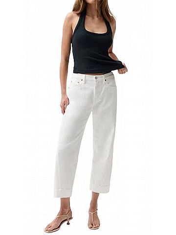 Pistola Kacey Cuffed Boyfriend Jean in Optic White (view 2)