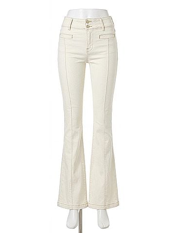 FRAME Le High Flare Welt Pocket Jeans in Ecru (view 1)