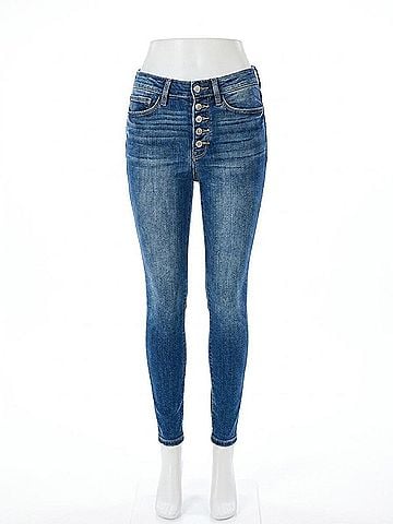 Judy Blue Hi-Rise Button Fly Skinny Jeans in Medium Wash (view 1)
