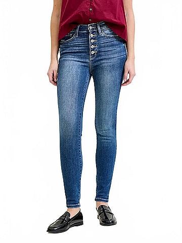 Judy Blue Hi-Rise Button Fly Skinny Jeans in Medium Wash (view 2)