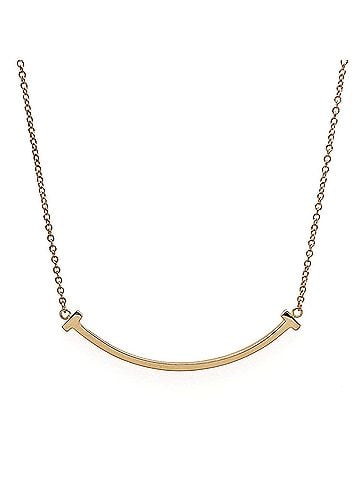 Tiffany & Co. TIFFANY&amp;Co. Tiffany T Smile Small Necklace Pendant K18PG Gold Men's Women's (view 2)