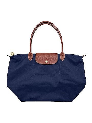 Longchamp Longchamp Le Pliage Shopping Tote Bag, Large Size, Nylon and Leather, Navy, Women's (view 1)