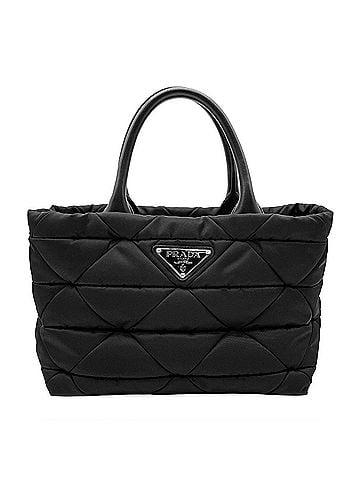 Prada PRADA Padded Re-Nylon Tote Bag, Triangle Stitch, 1BG436, Medium, Black, Women's (view 1)