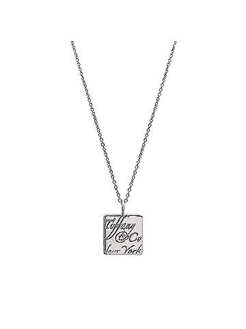 Tiffany & Co. TIFFANY&amp;Co. Tiffany Notes Square Plate Necklace Pendant SV925 Silver Men's Women's (view 1)
