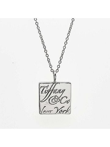 Tiffany & Co. TIFFANY&amp;Co. Tiffany Notes Square Plate Necklace Pendant SV925 Silver Men's Women's (view 2)